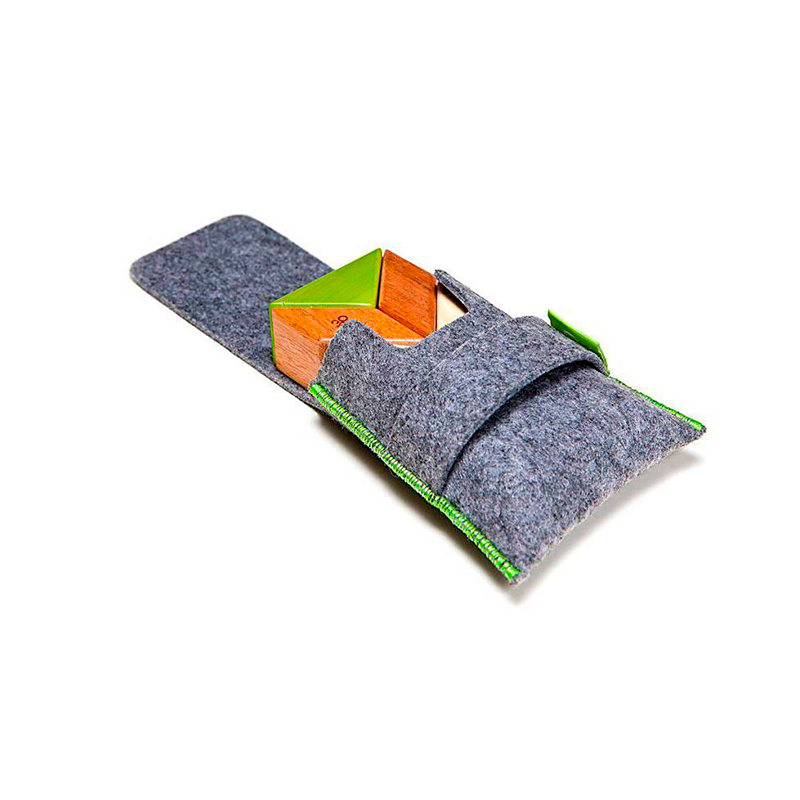 Pocket Pouch Prism Magnetic Wooden Blocks 6 pieces