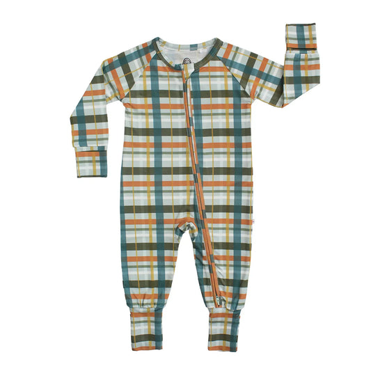 Fall Plaid Bamboo Convertible Footie Romper