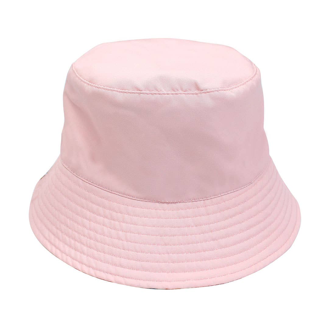 Sandy Seashells Pink Reversible Beach Baby Bucket Hat: Beige/Multi / Kids