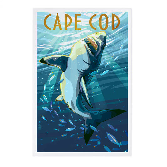 PREMIUM POSTCARDS Cape Cod, Massachusetts, Stylized Shark
