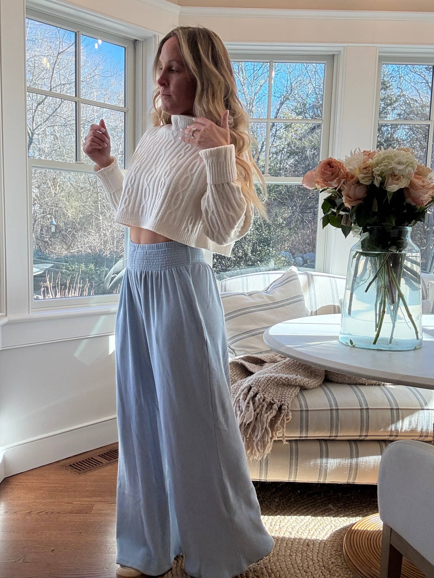 Waffle Pants – Powder Blue Coastal Essential