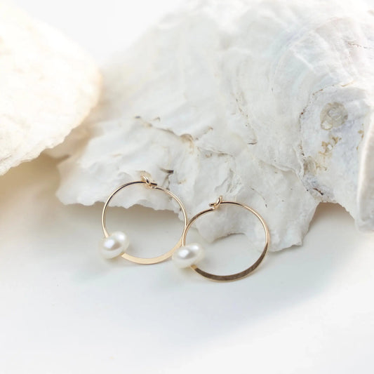 Large Pearl Self Love Hoops