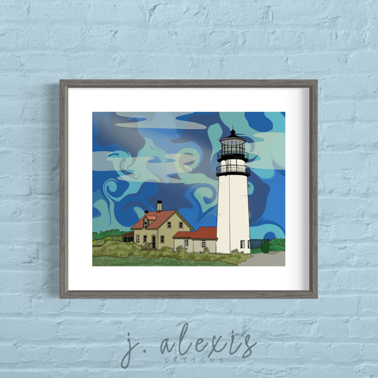 New England Lighthouse Prints: Highland Light - Truro, MA