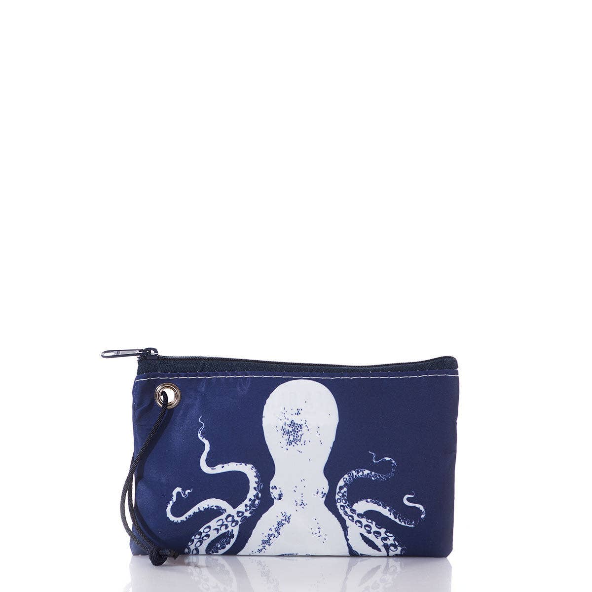 White on Navy Octopus Wristlet