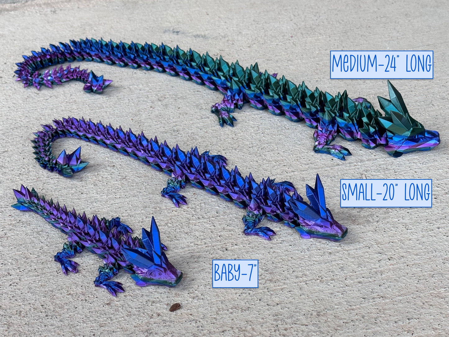 3D Printed 12.5" Crystal Dragon