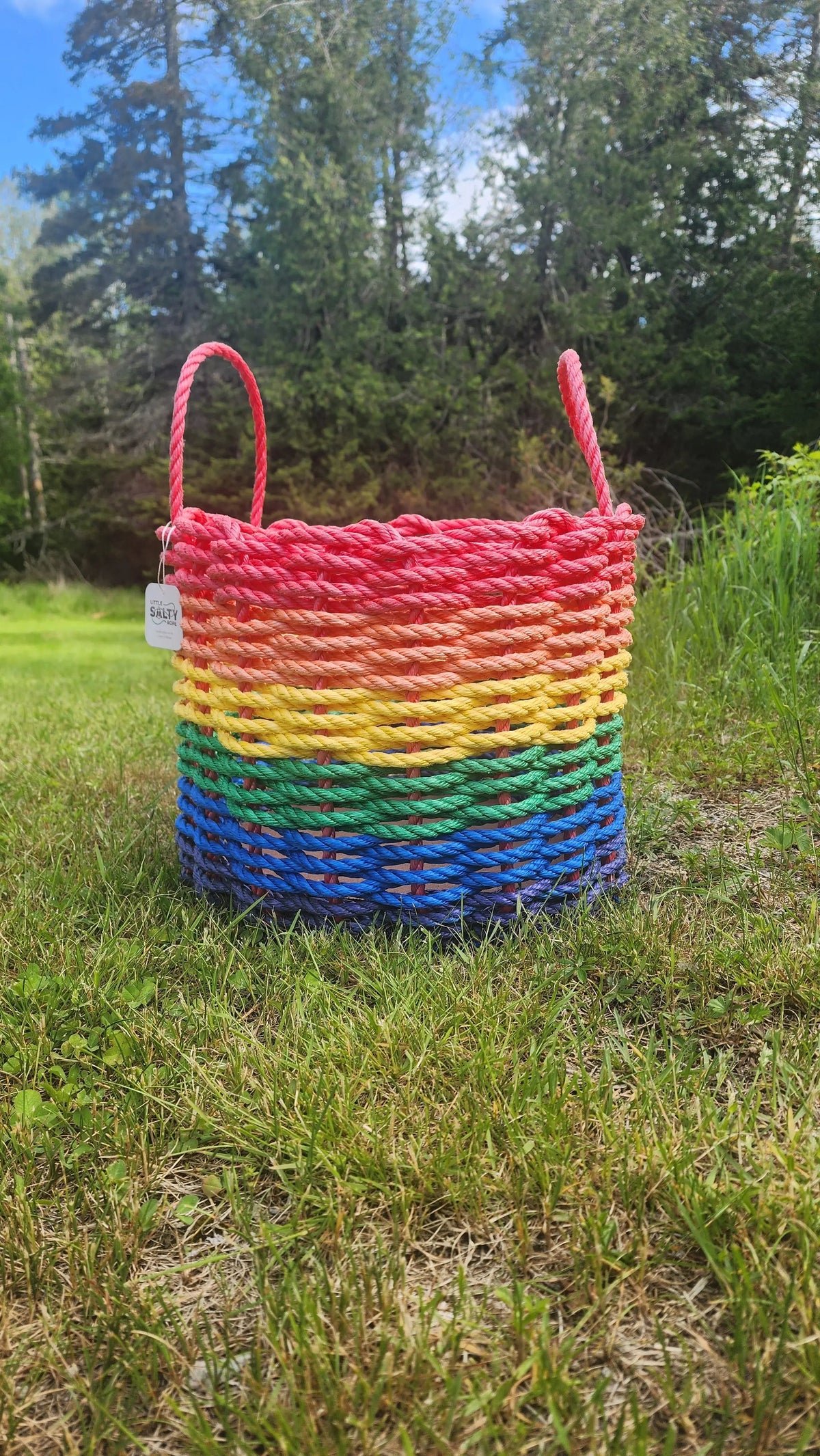 Authentic Maine Lobster Rope Storage Basket, Rainbow