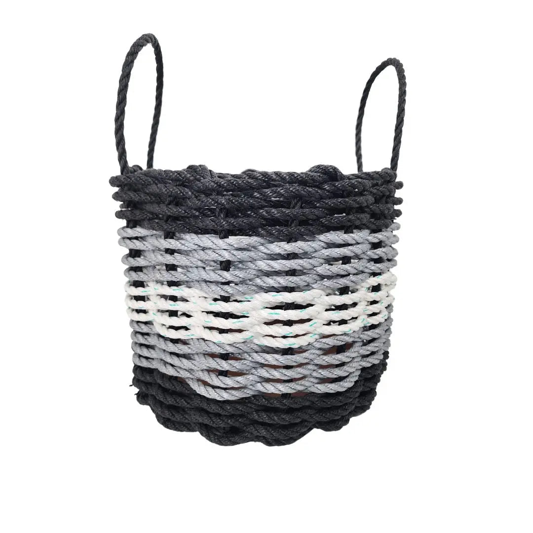 Five Stripe Rope Storage Basket Black, Gray and White
