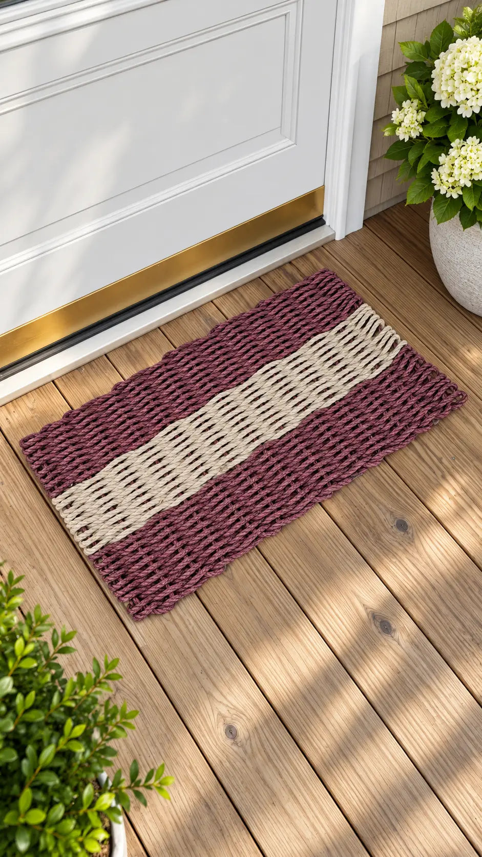 Lobster Rope Mat Burgundy and Tan