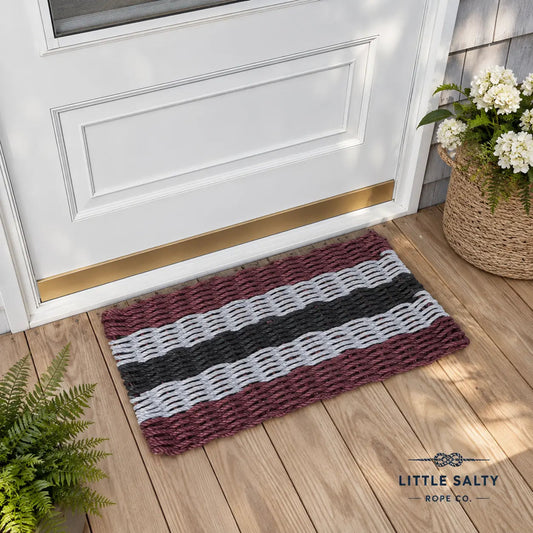 5 Stripe Lobster Rope Mat Burgundy, Light Gray, Black