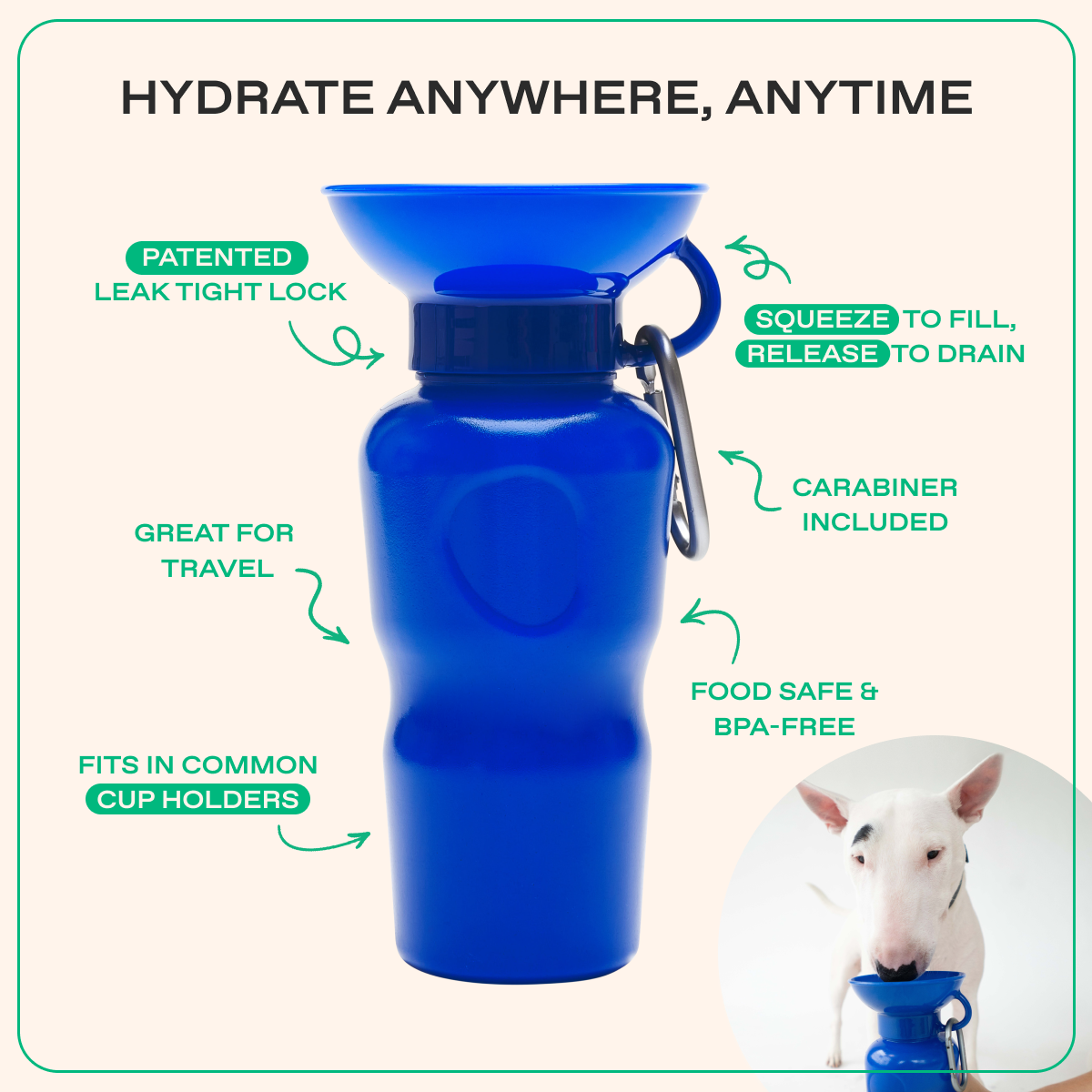 22oz Original Springer Dog Travel Water Bottle