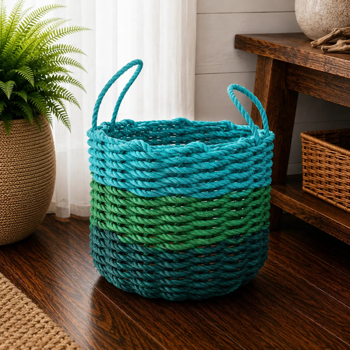 Green Ombre Rope Storage Basket