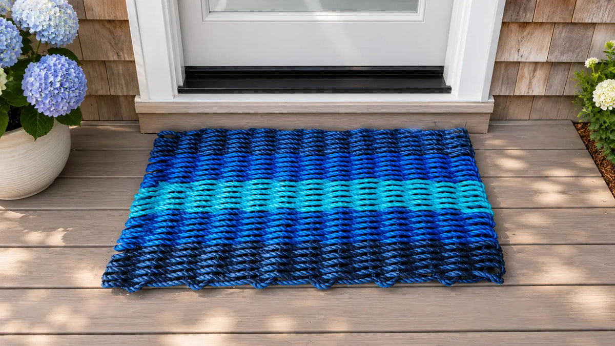 Five Stripe Rope Mat Navy Blue, Blue, Light Blue