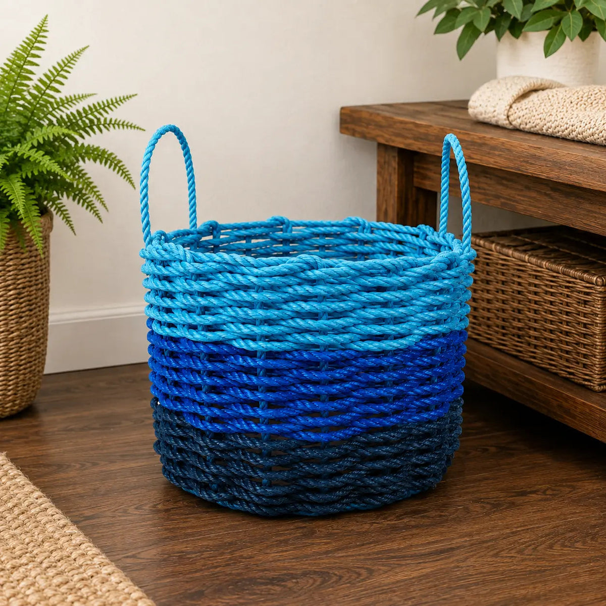 Authentic Maine Lobster Rope Storage Navy Blue, Blue and Light Blue