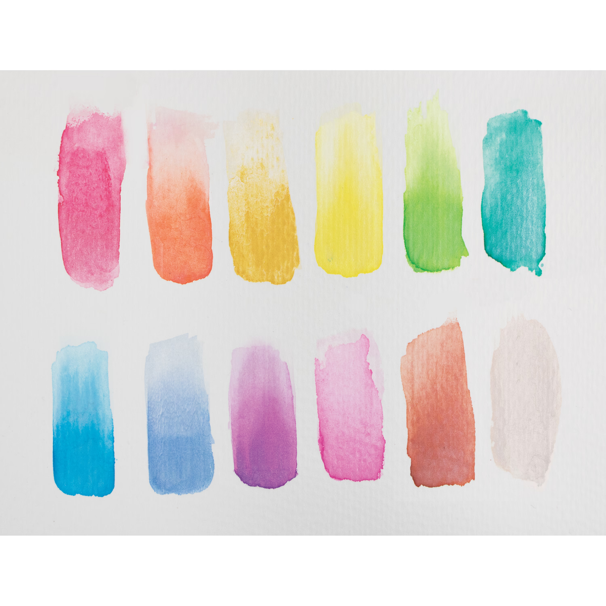 Pearlescent color swatches on white paper