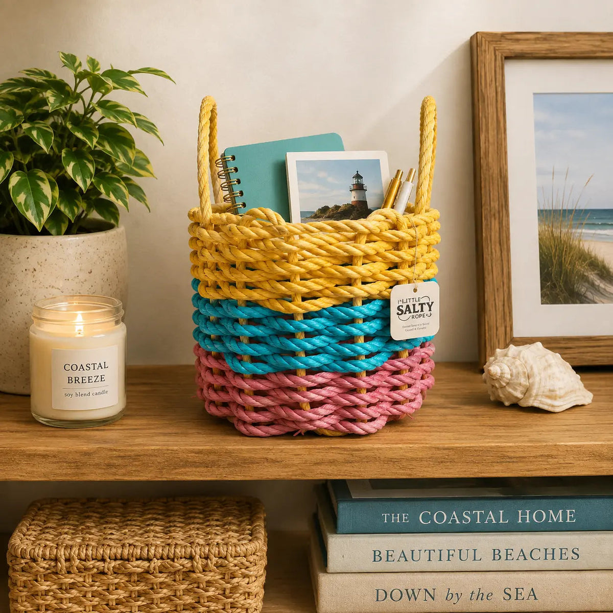Rope Storage Basket Pink, Teal, Yellow