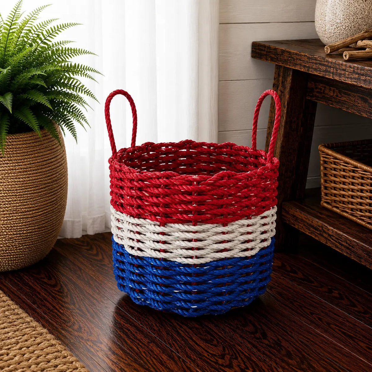 Red White and Blue Lobster Rope Basket
