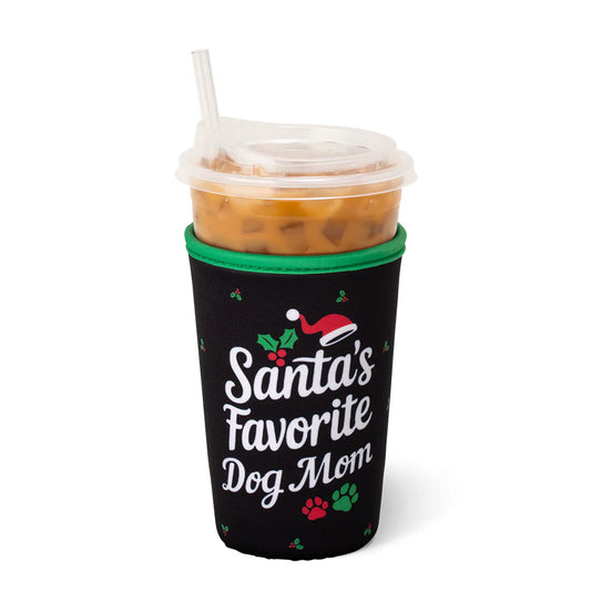 Santa's Favorite Dog Mom Medium Iced Cup Coolie