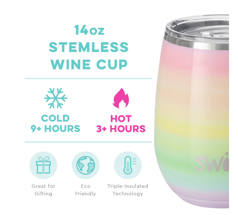 Over The Rainbow Stemless Wine Cup (14oz)