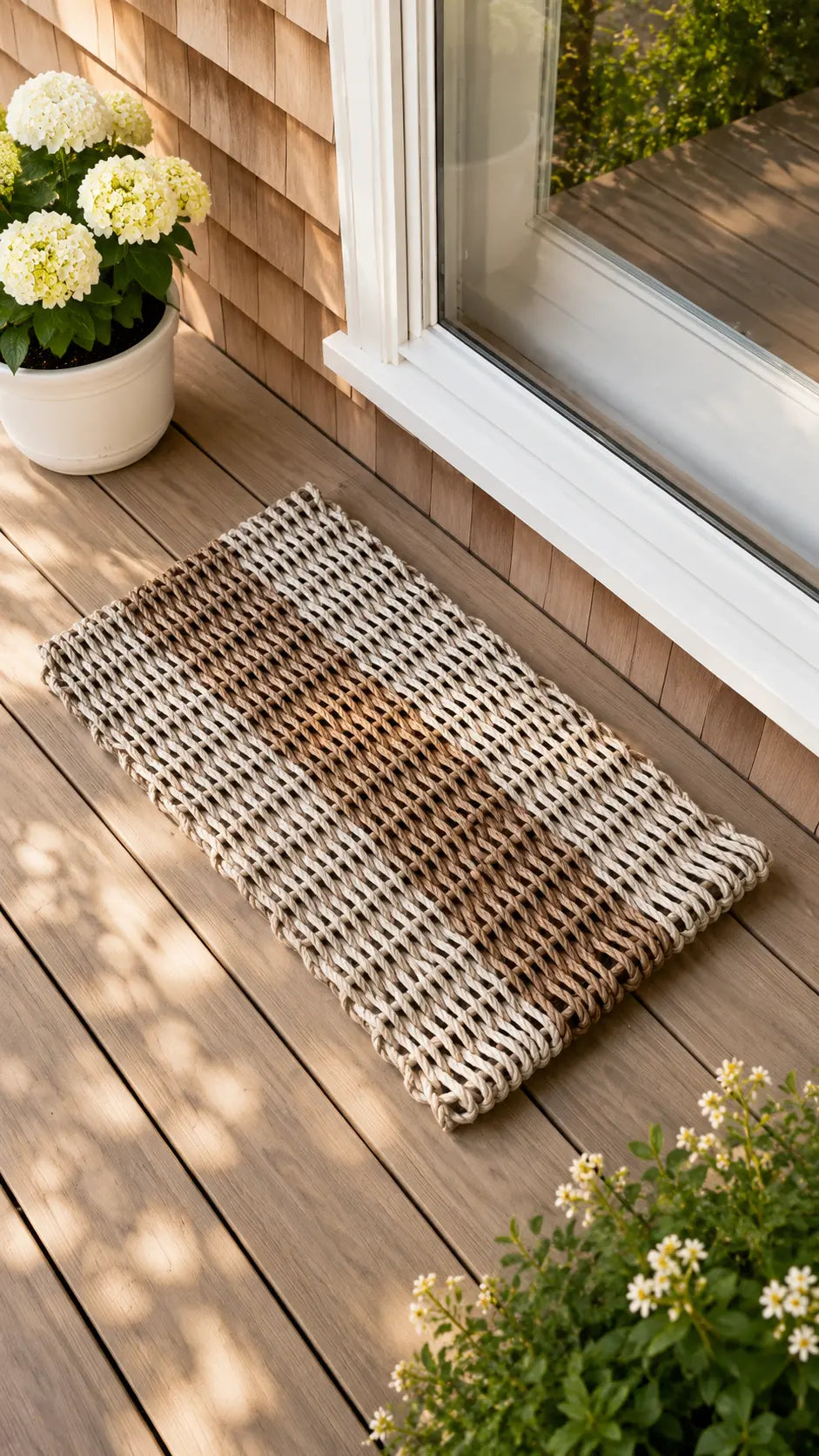 Lobster Rope Mat Tan and Brown, Natural Color