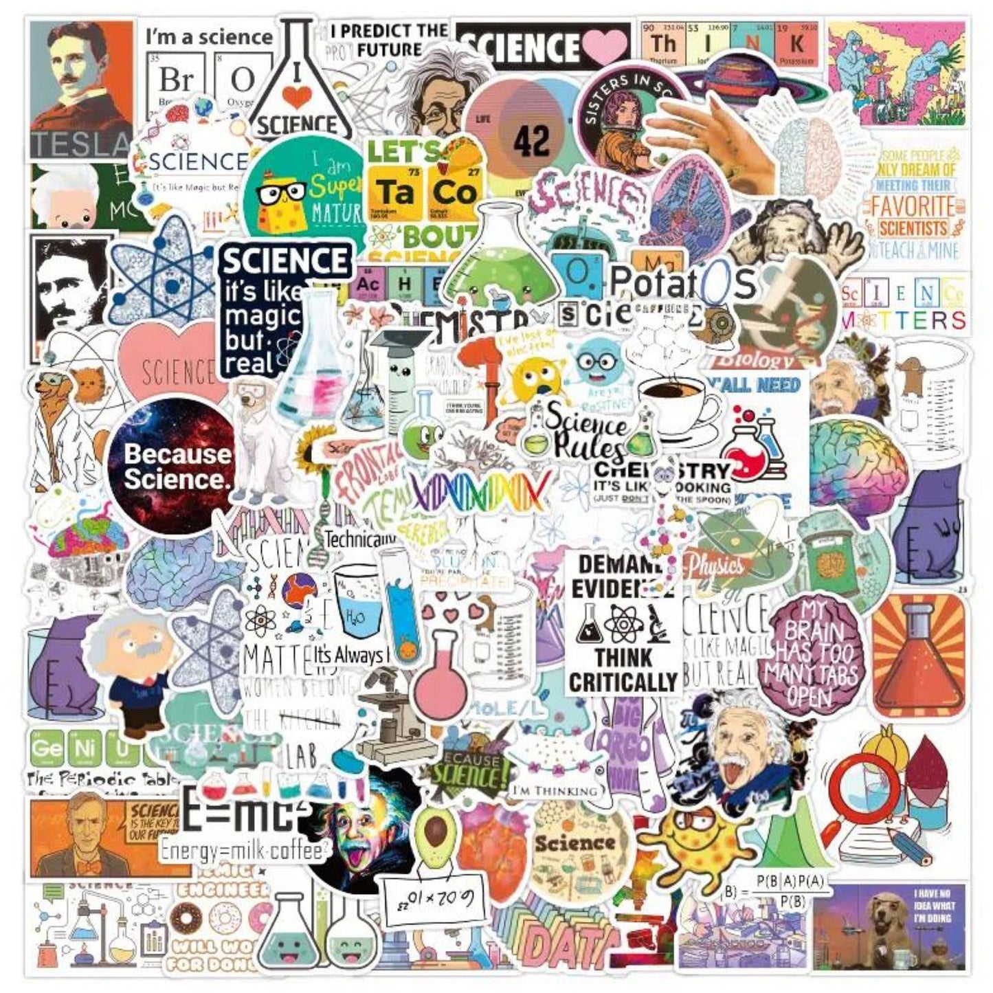 Sciences Stickers Pack, Great Scientists Sticker Pack, Myste: 20 Stickers