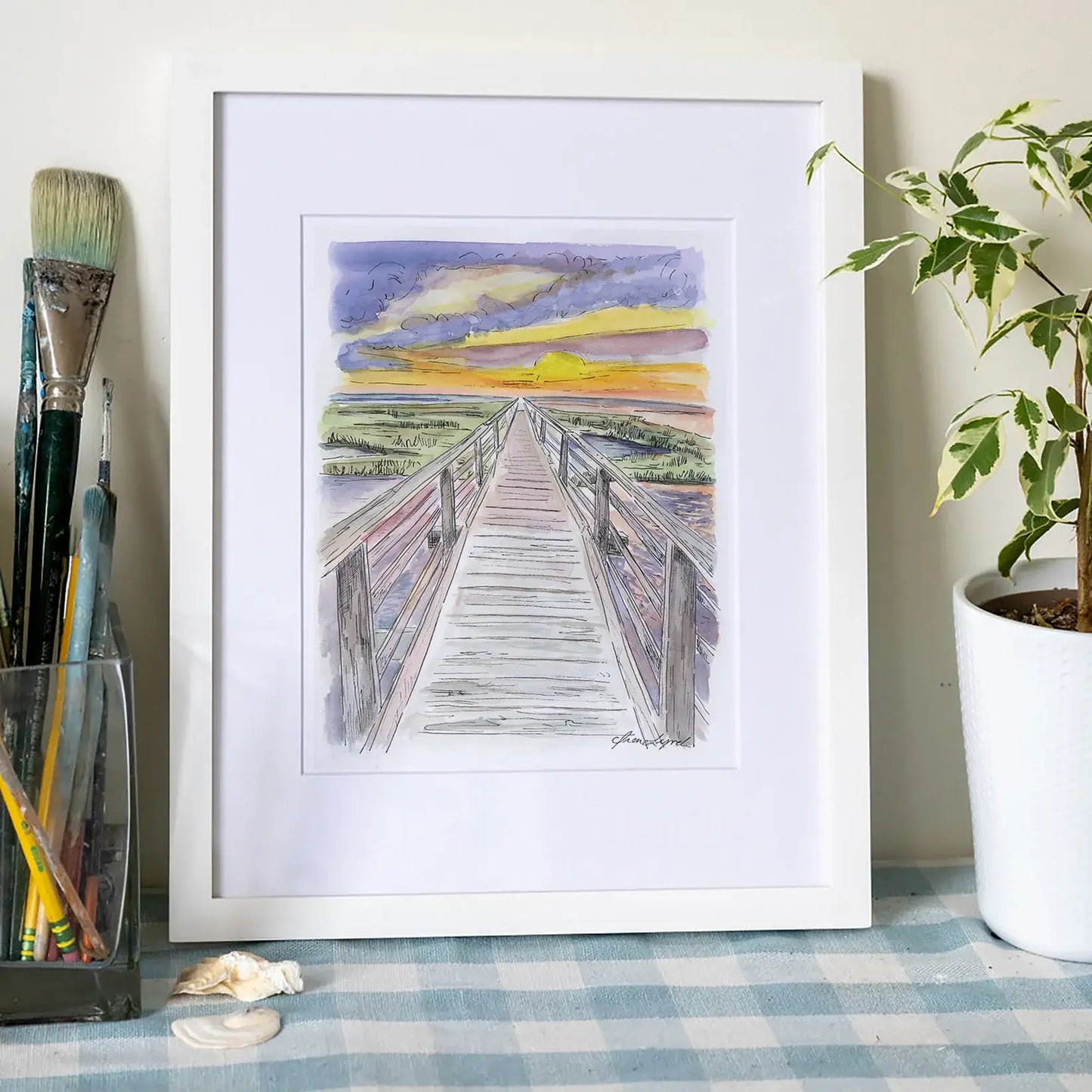 Sunset Walks Down Gray's Beach Boardwalk |Cape Cod Art Print