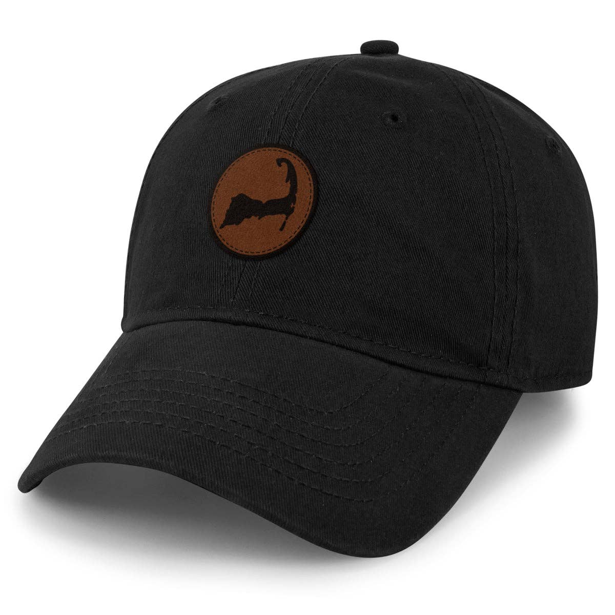 Cape Cod Circle Leather Patch Dad Hat: Stone / Dad Hat