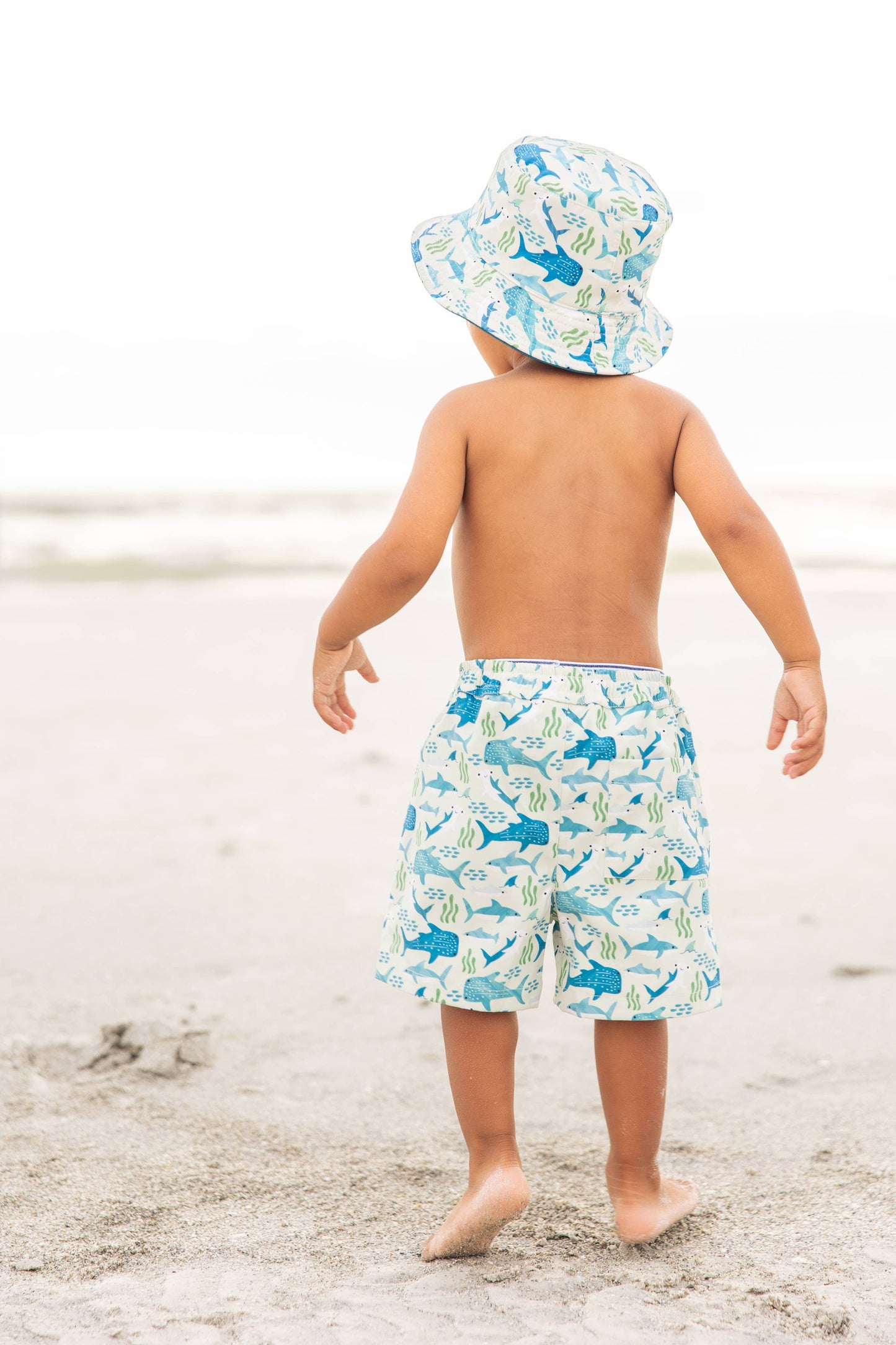 Shark Friends Ocean Animals Boys Swim Trunks Kids Swimsuit: Blue/Multi / 6-12M