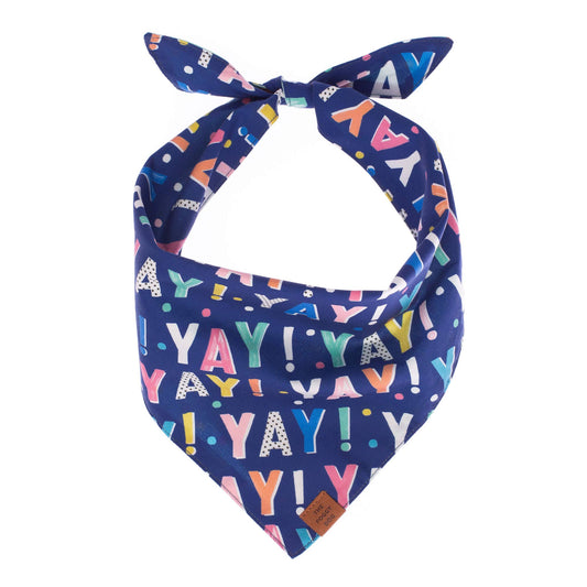 Birthday Yay Navy Dog Bandana: Large