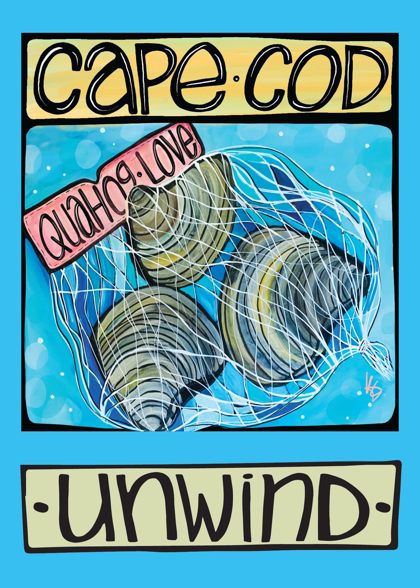 Cape Cod MA Postcard: Fun Clams Quahog Beach Coastal Card