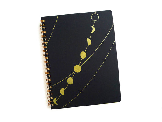Moon Phase Coil Notebook, LG: Lined