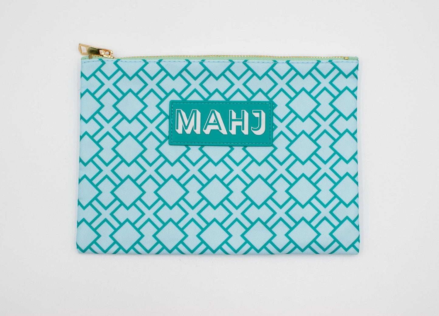 Premium Mahjong Card & Accessory Bag: Geometric- Green Card & Accessory Bag