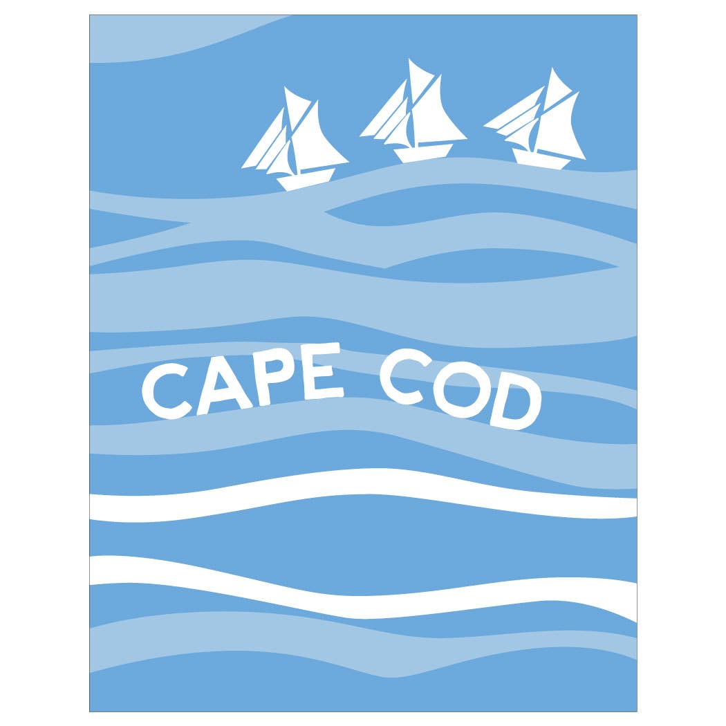 2.5'' x 3.5'' Cape Cod Sailboats on Blue Waves Magnet