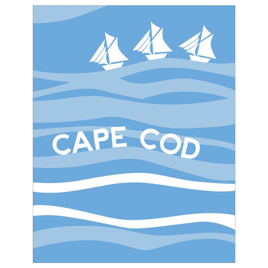 2.5'' x 3.5'' Cape Cod Sailboats on Blue Waves Magnet