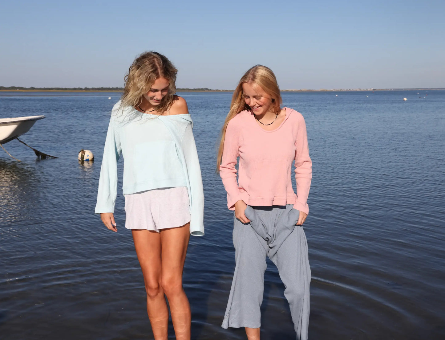 Ballet Blush Waffle Hoodie – 100% Cotton Coastal Essential