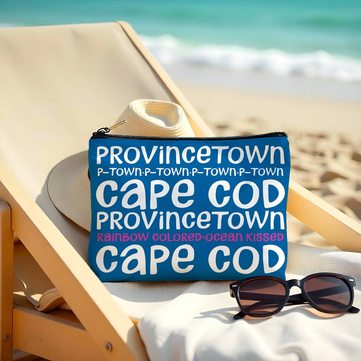 Provincetown Zipper Pouch – Cape Cod Typography Art: Small 8x6 inches