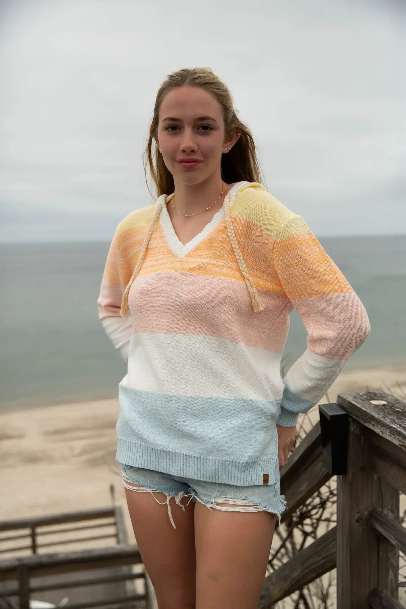 Yarn Dyed Pullover Hoodie Sweater Multicolor: Small
