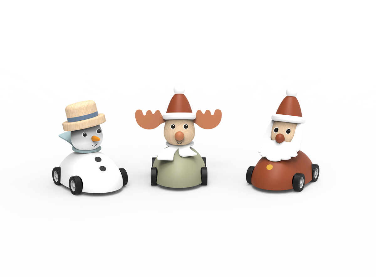 Display of 9 Christmas Pull Back