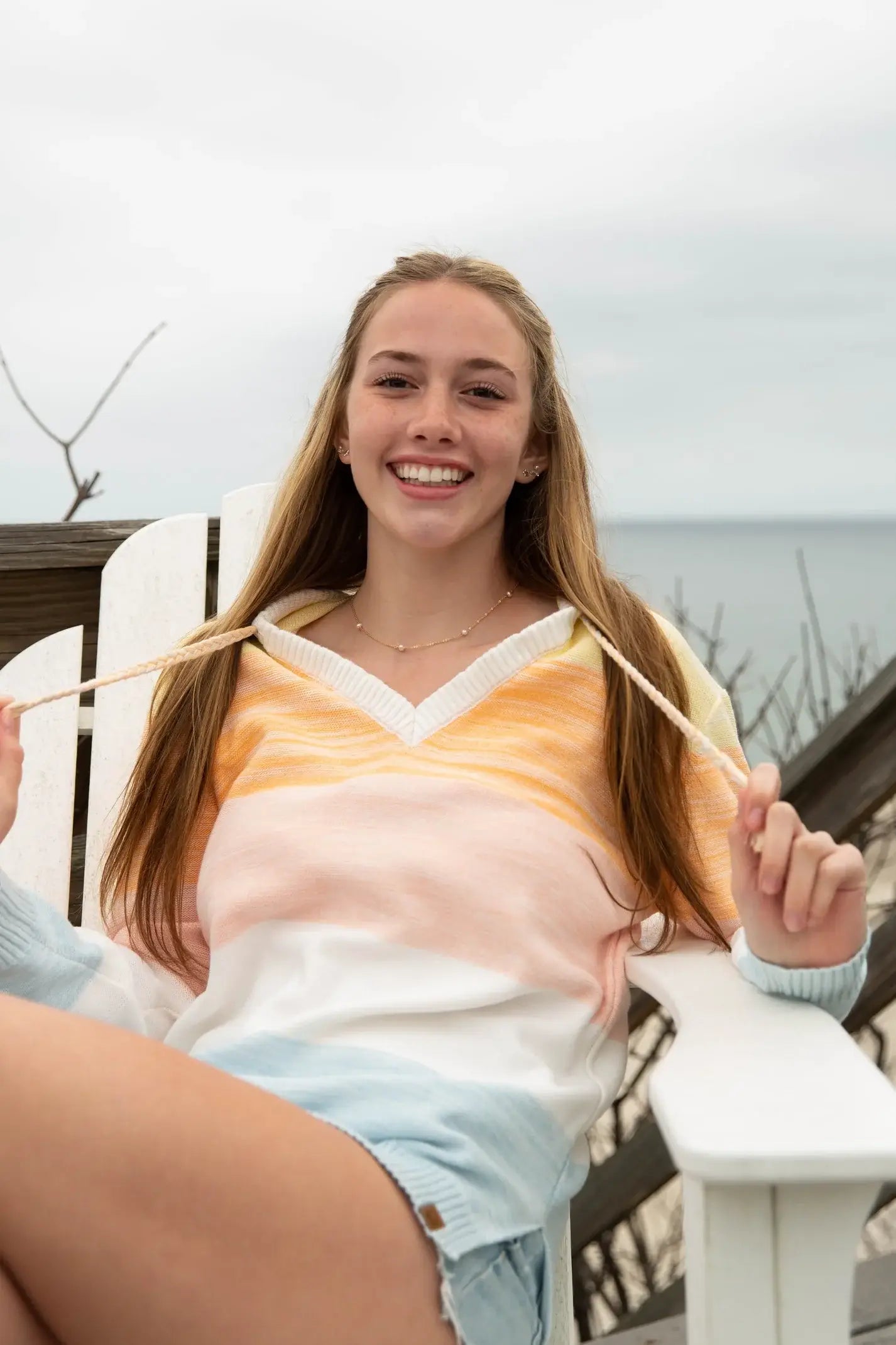 Yarn Dyed Pullover Hoodie Sweater Multicolor: Small