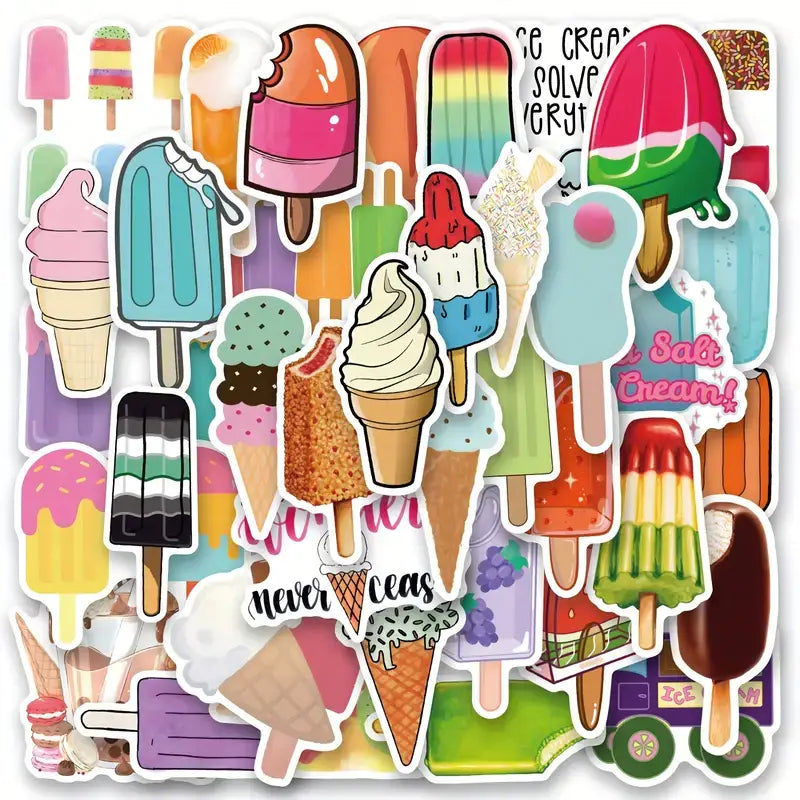 Vibrant Ice Cream & Popsicle Stickers for Summer Fun: Small