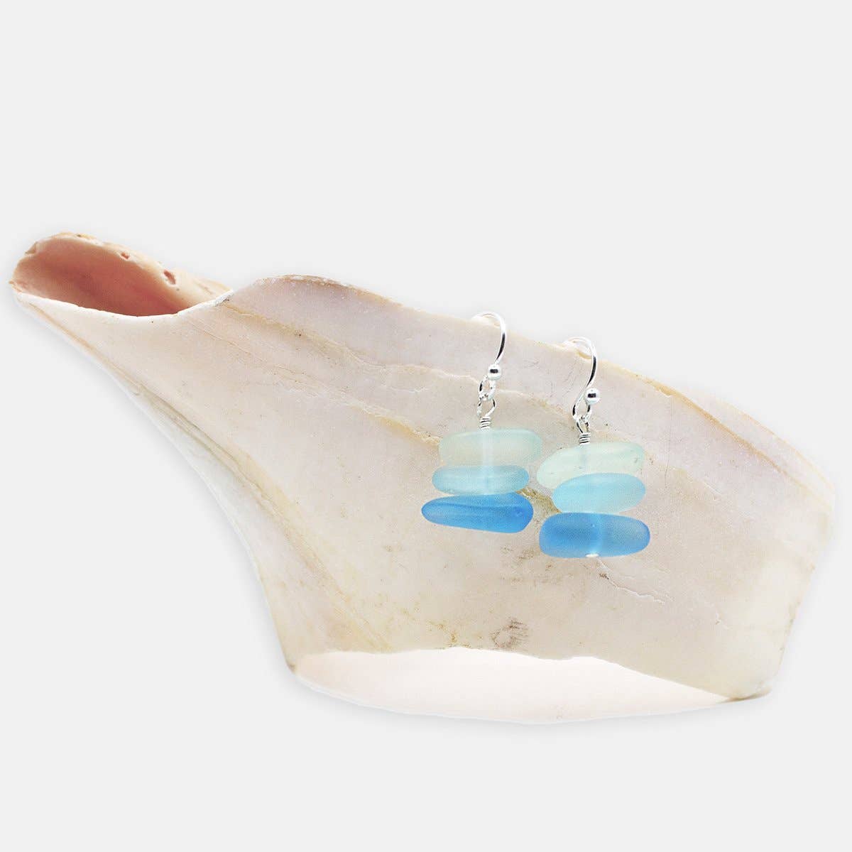 Aqua Seaglass Stack Earrings