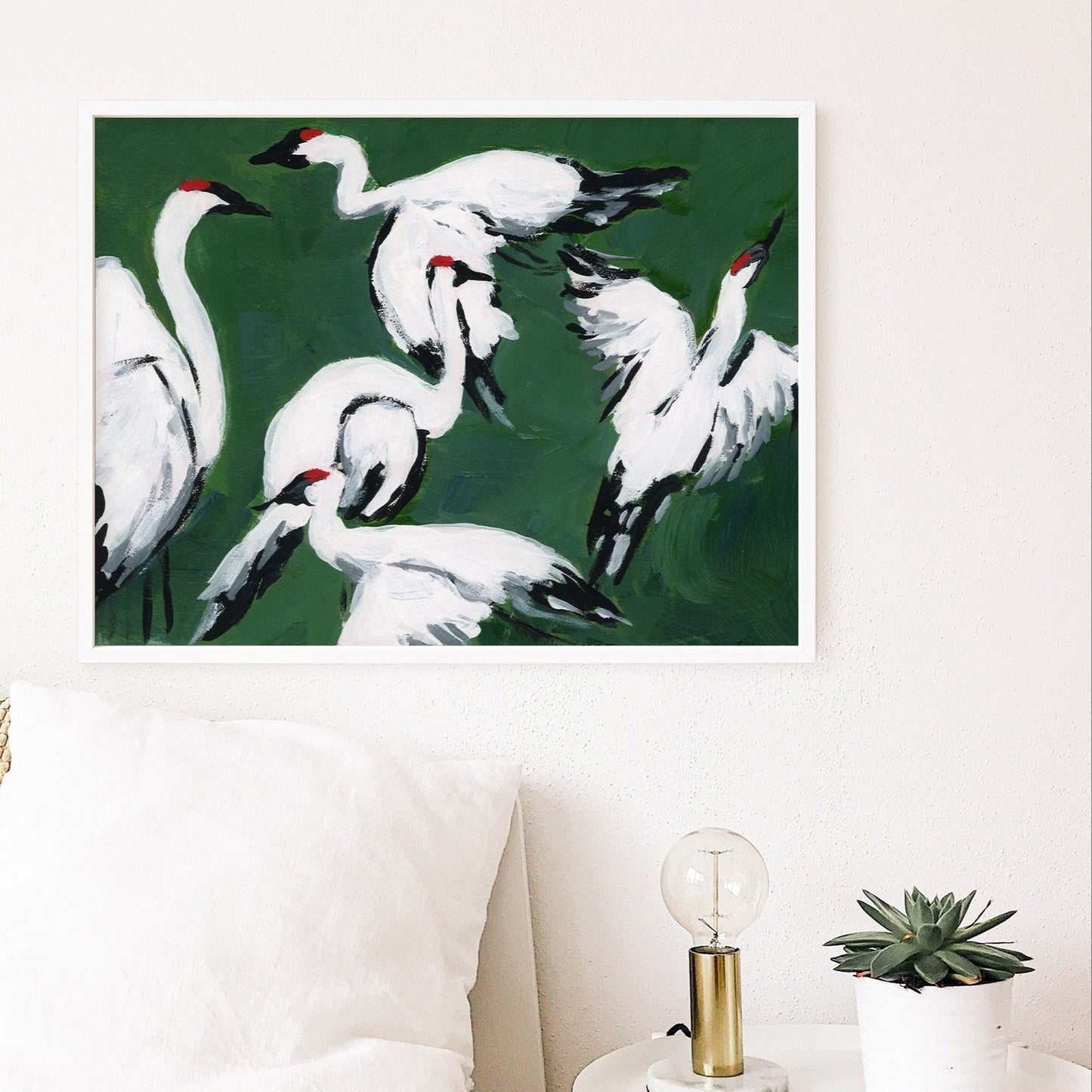 Sandhill Crane Grouping, Jade, Fine Art Print