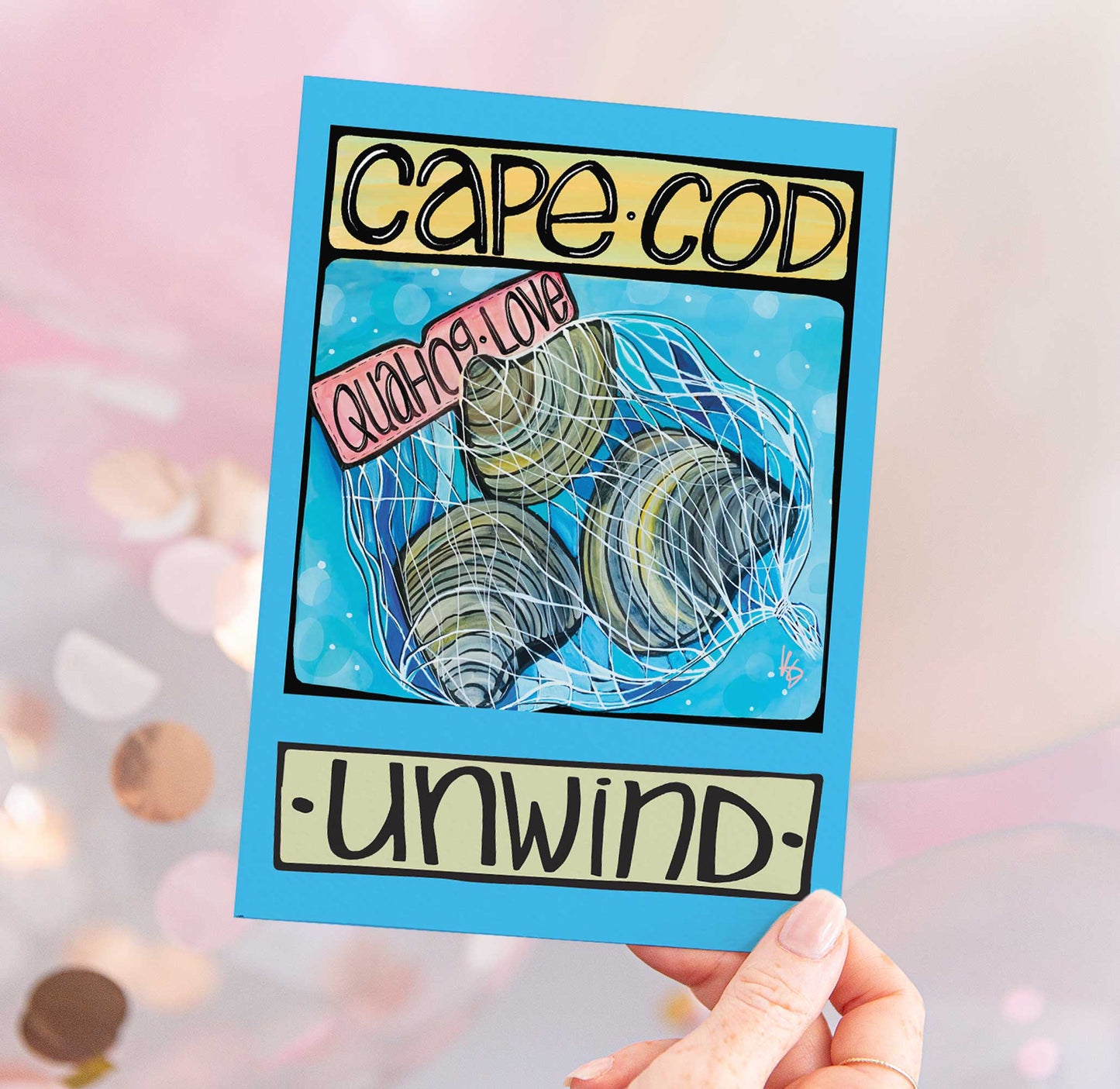 Cape Cod MA Postcard: Fun Clams Quahog Beach Coastal Card