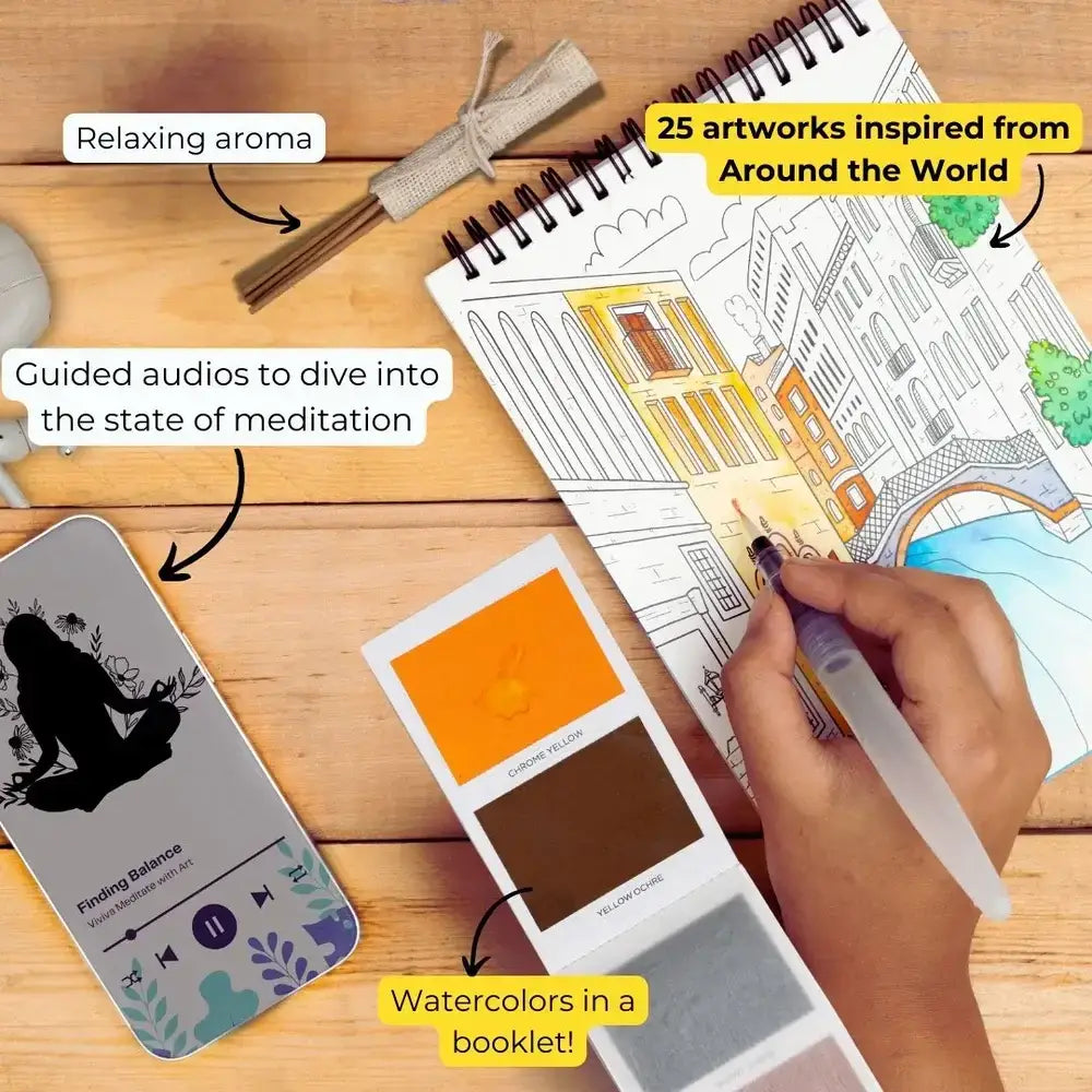 A6 Jute -  Meditative with Art Kit - Floral