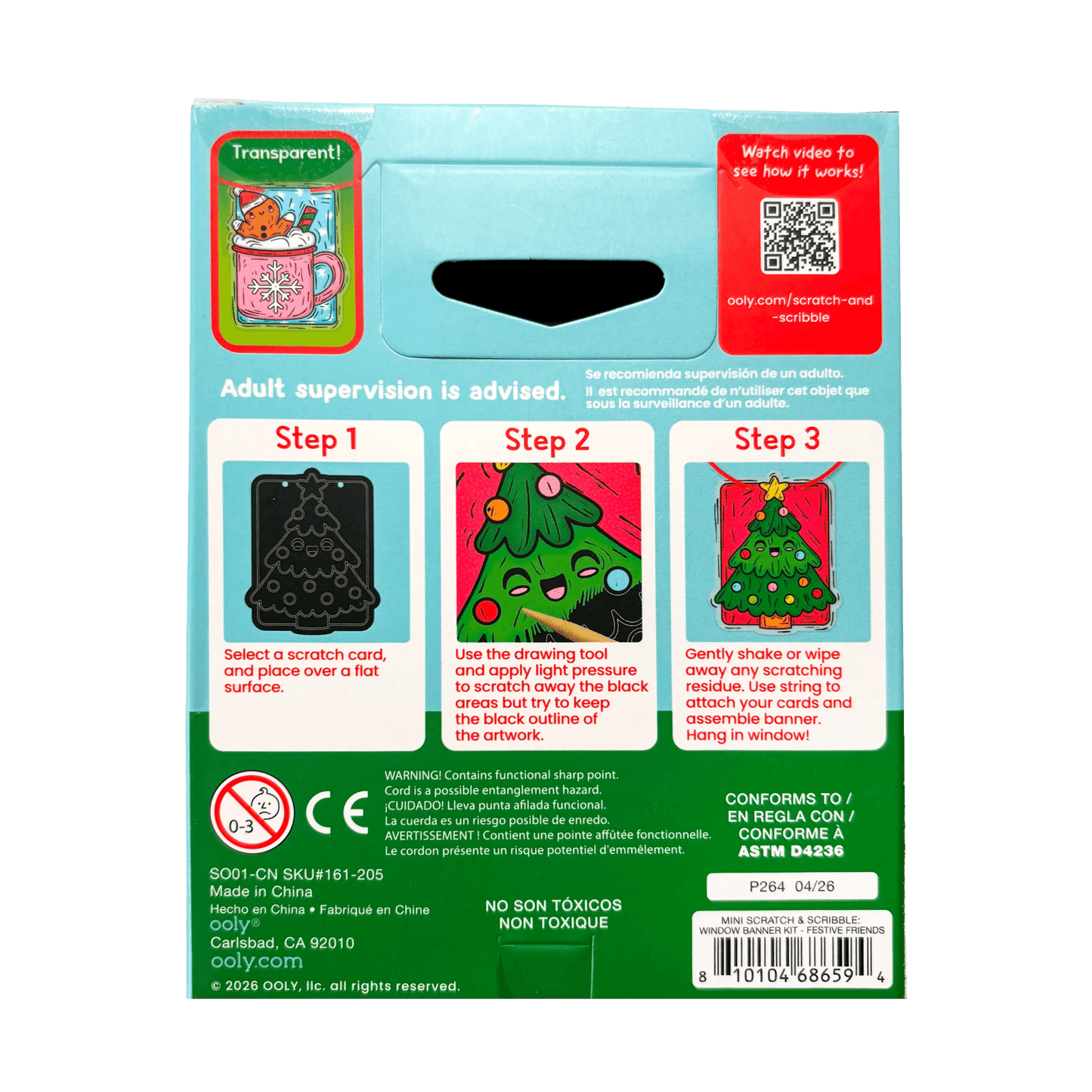 Mini Scratch & Scribble Window Banner Kit - Festive Friends
