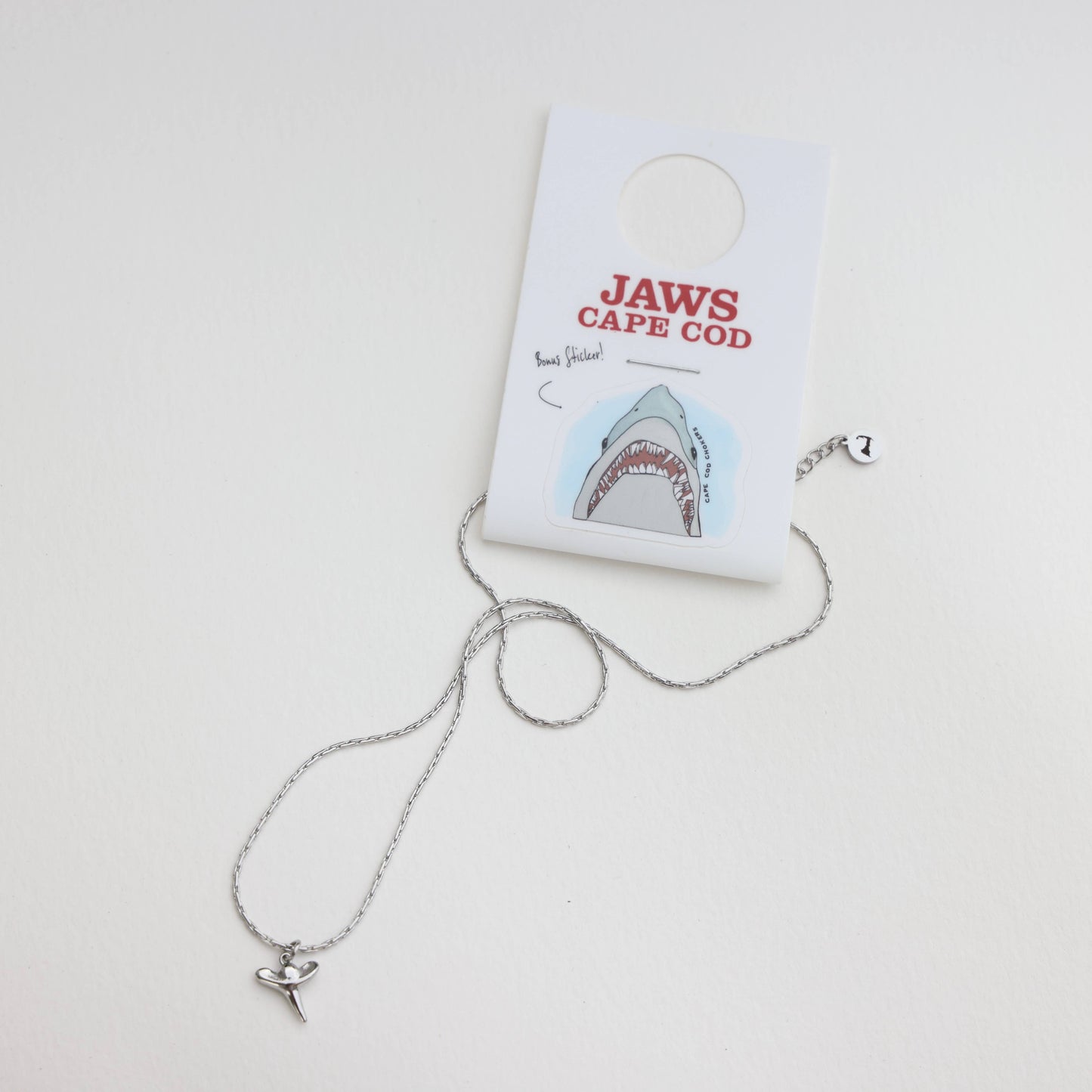 Cape Cod Jaws Shark Tooth Necklace: Surf Steel