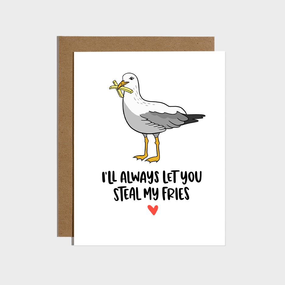 Seagull Steal Fries Love Card