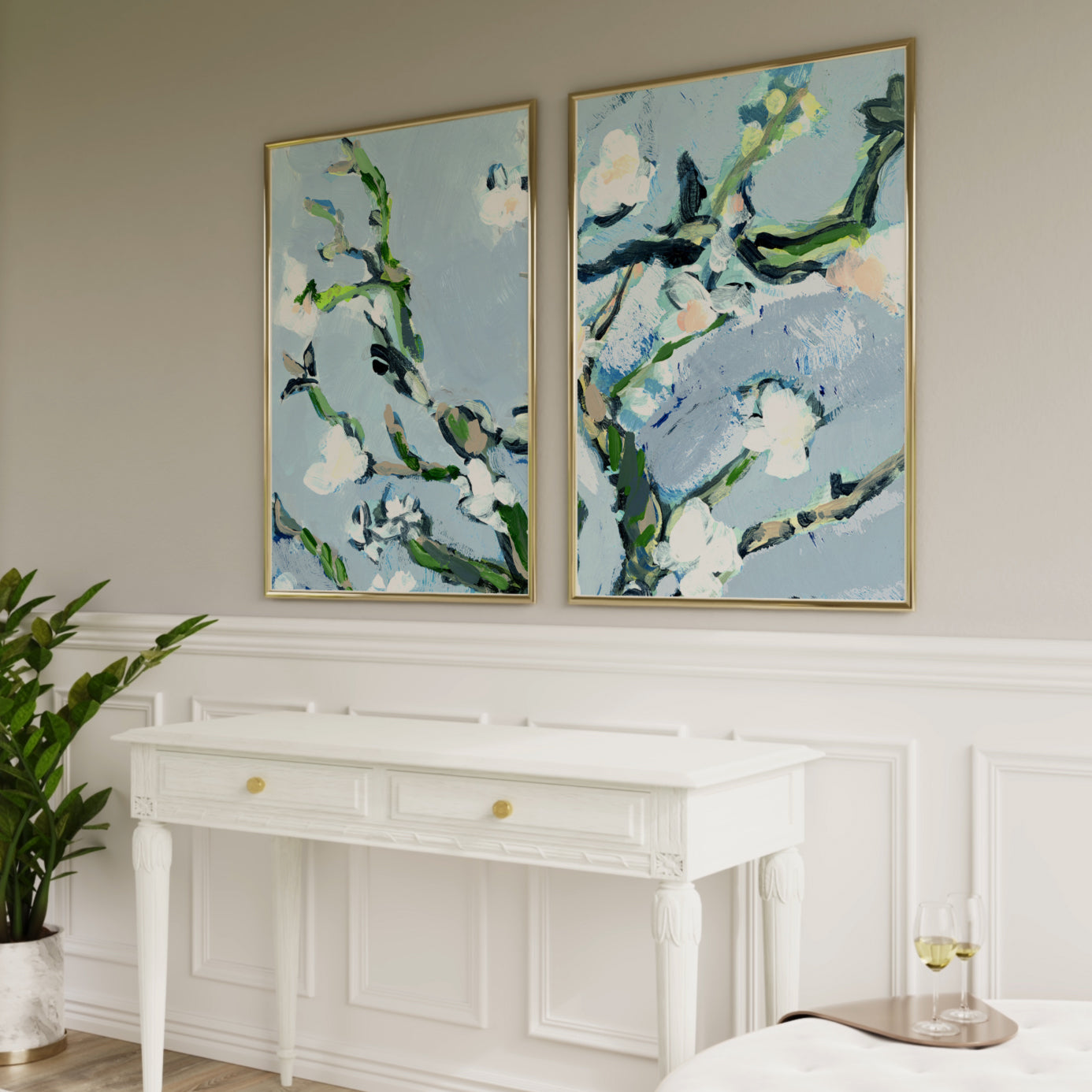 Nineveh, Abstract Floral, Set of 2 Prints