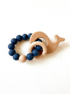 Whale Teether-Silicone and Beech Wood