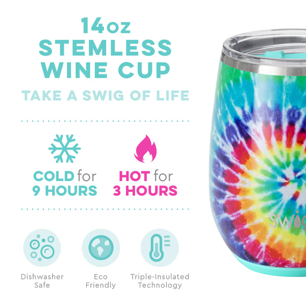 Swirled Peace Stemless Wine Cup (14oz)