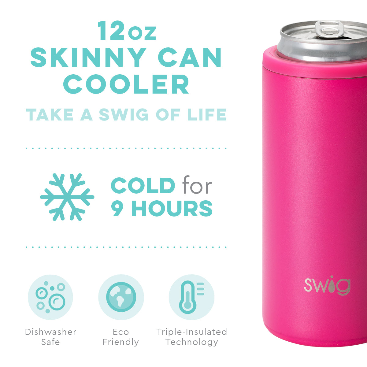 Matte Hot Pink Skinny Can Cooler